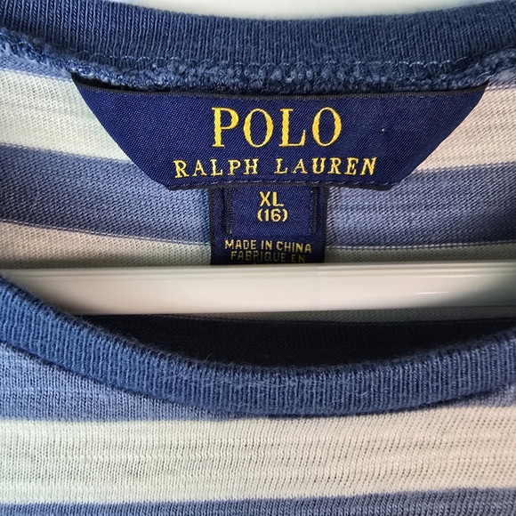Polo Ralph Lauren Girls Striped Navy & White Short/Sleeve CottonDress SizeXL/16 - Picture 10 of 13